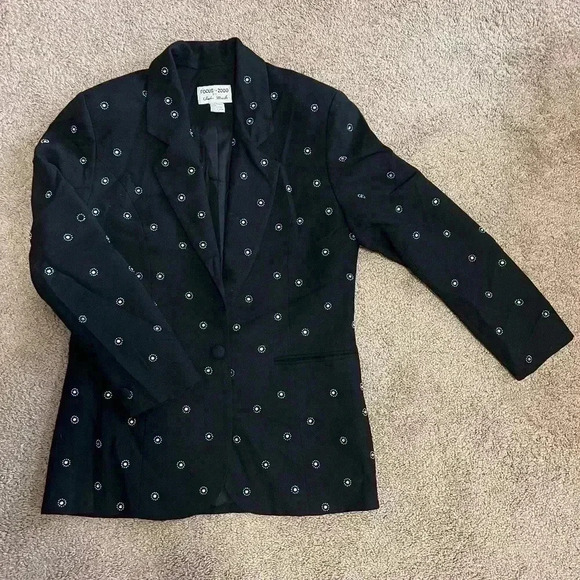 Vintage Focus 2000 Charles Glueck Black Suit Jacket w. Rhinestones - Picture 1 of 11